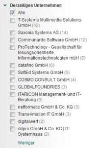 Ein Großteil der Personen-Suchtreffer arbeitet bei der T-Systems Multimedia Solutions GmbH.
